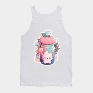 Cute kawaii fluffy clouds in bottle with fruits Tank Top